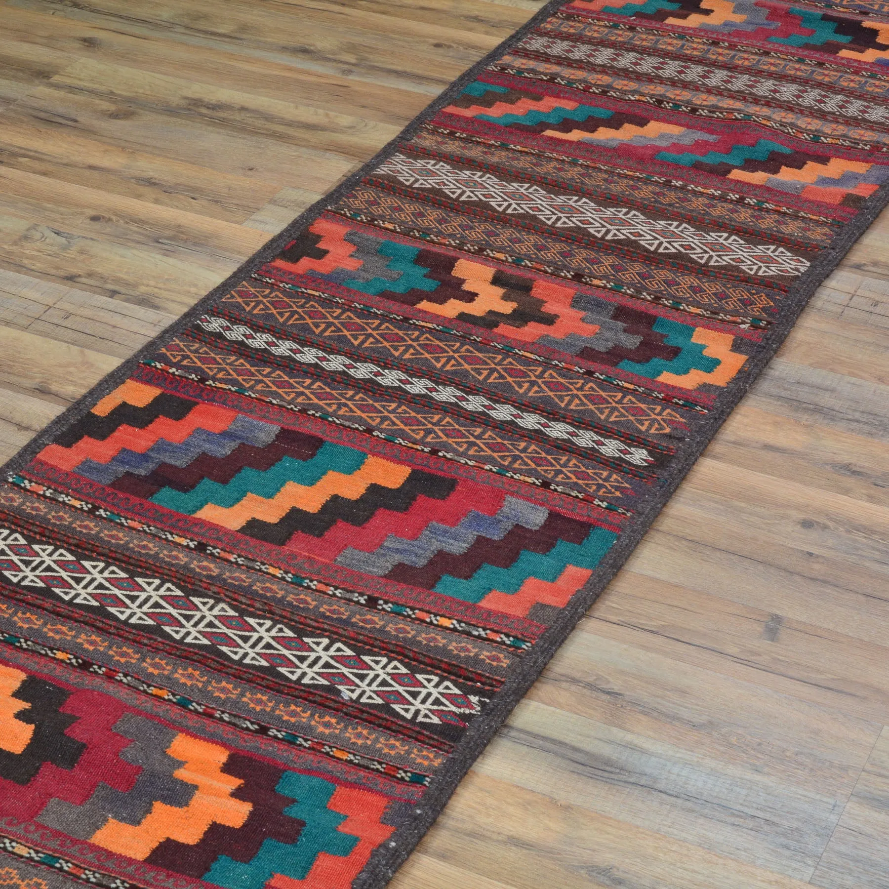 Hand-Woven Old Tribal Turkish 100% Wool Oriental Kilim Rug (Size 1.10 X 10.0) Cwral-10272
