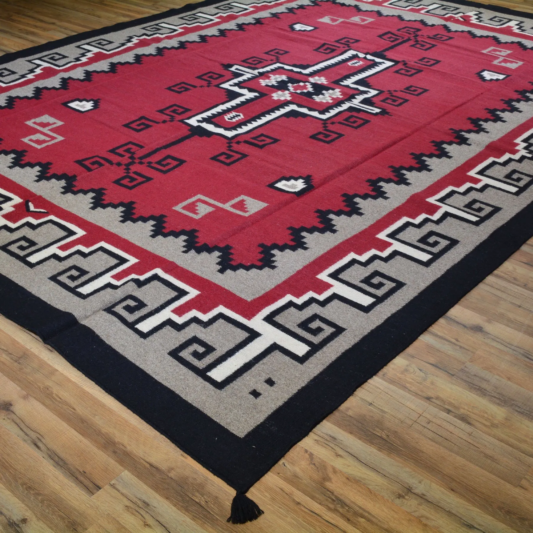Hand-Woven Reversible Kilim Southwestern Design Wool Rug (Size 9.0 X 12.0) Cwral-6912