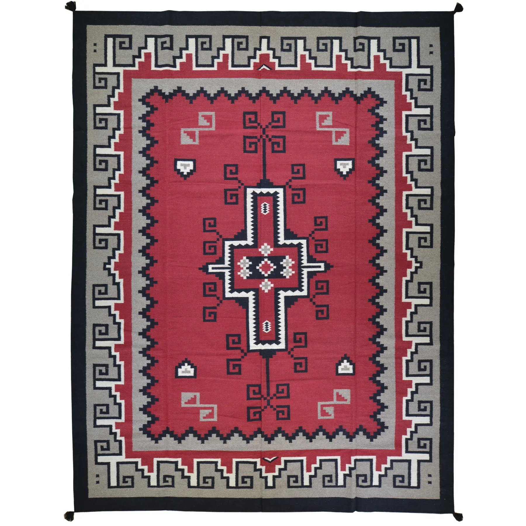 Hand-Woven Reversible Kilim Southwestern Design Wool Rug (Size 9.0 X 12.0) Cwral-6912