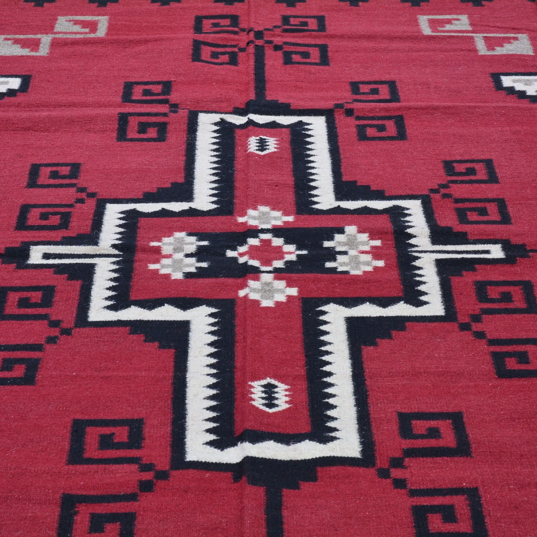 Hand-Woven Reversible Kilim Southwestern Design Wool Rug (Size 9.0 X 12.0) Cwral-6912