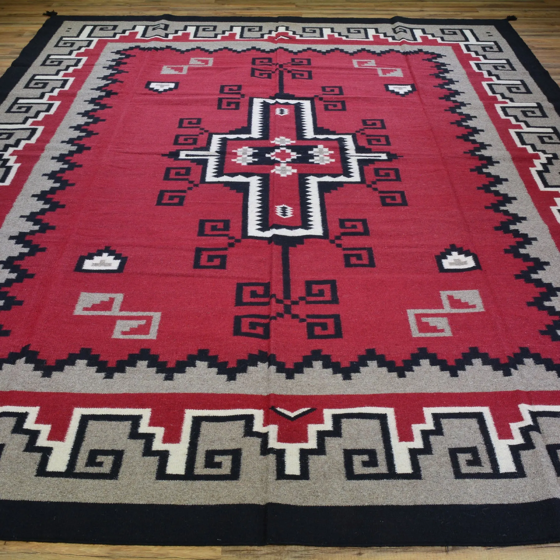 Hand-Woven Reversible Kilim Southwestern Design Wool Rug (Size 9.0 X 12.0) Cwral-6912