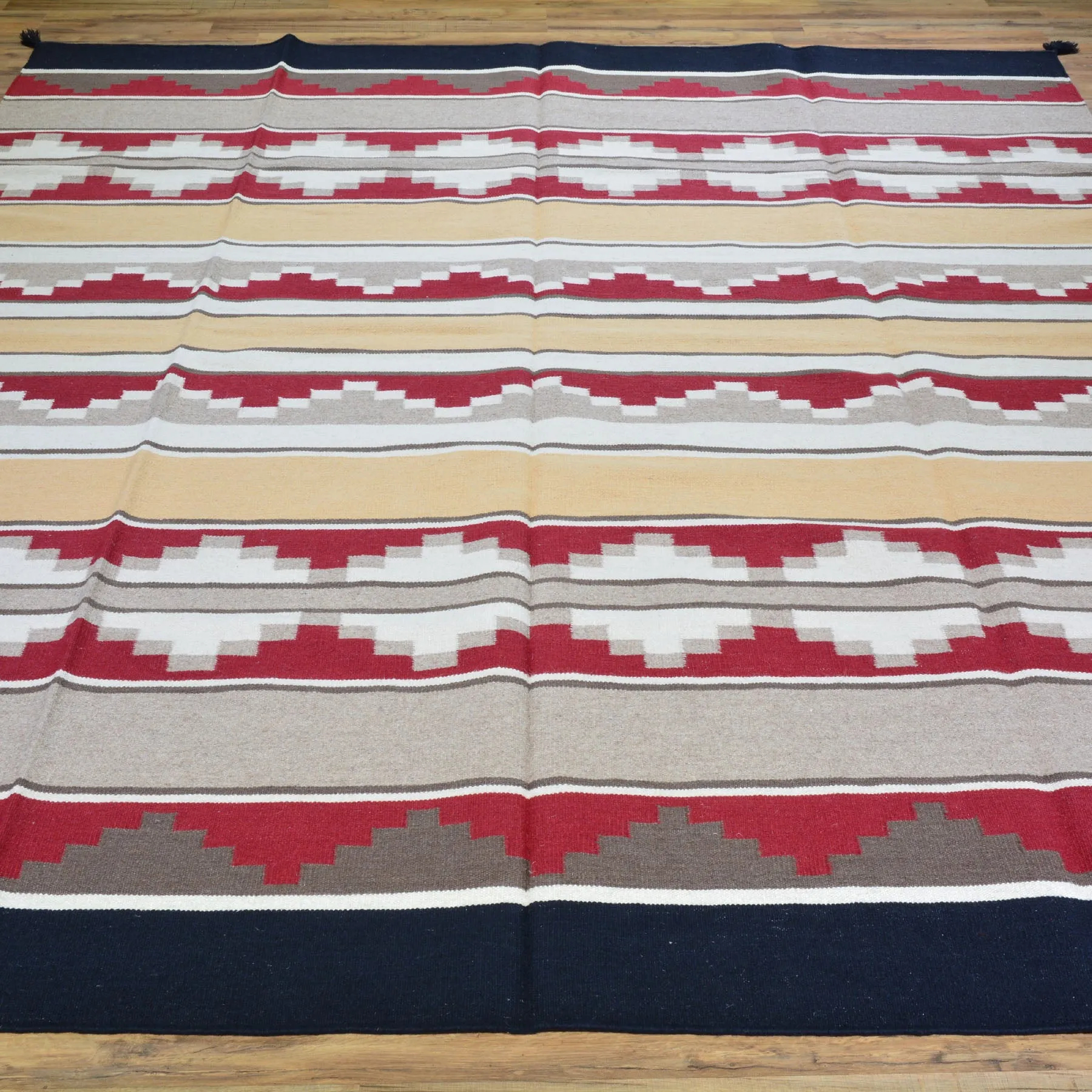 Hand-Woven Reversible Navajo Style Handmade Wool Rug (Size 8.0 X 10.0) Cwral-3453