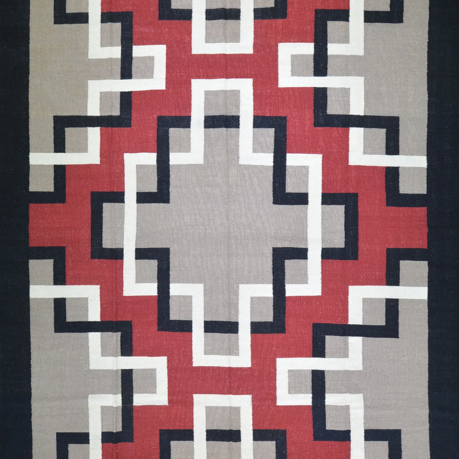 Hand-Woven Reversible Southwestern Design Handmade Wool Kilim (Size 9.10 X 14.0) Cwral-10506