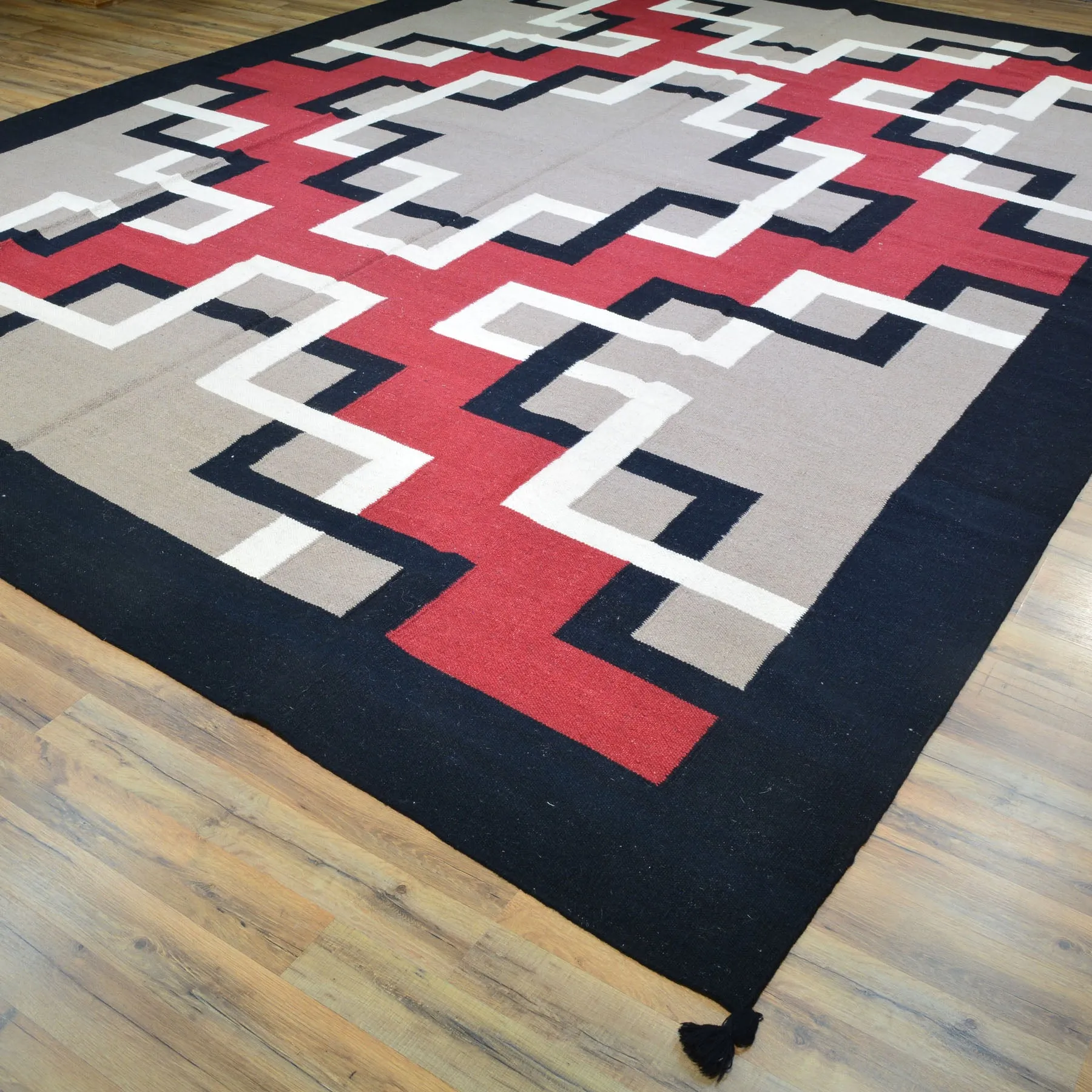 Hand-Woven Reversible Southwestern Design Handmade Wool Kilim (Size 9.10 X 14.0) Cwral-10506