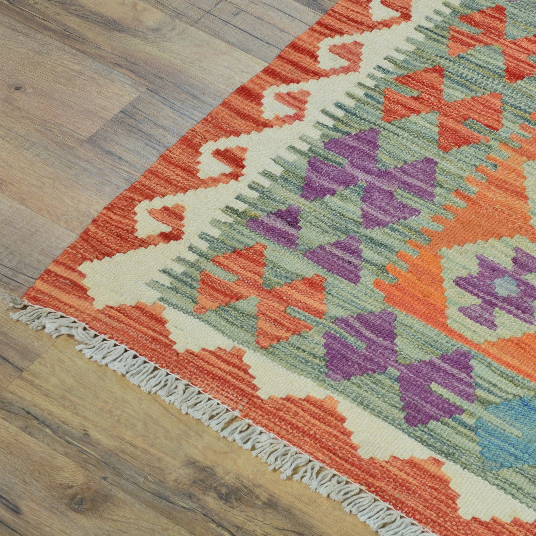 Hand-Woven Southwestern Afghan Kilim Handmade Wool Rug (Size 6.0 X 8.1) Cwral-9462