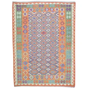 Hand-Woven Southwestern Afghan Kilim Handmade Wool Rug (Size 6.0 X 8.1) Cwral-9462