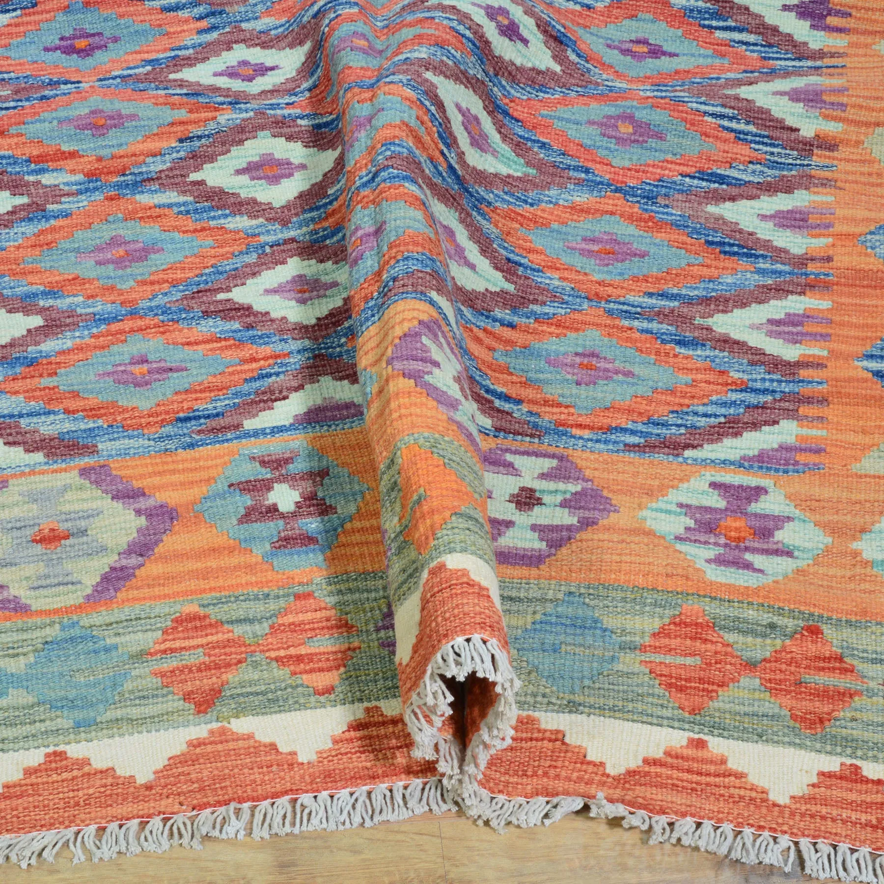 Hand-Woven Southwestern Afghan Kilim Handmade Wool Rug (Size 6.0 X 8.1) Cwral-9462