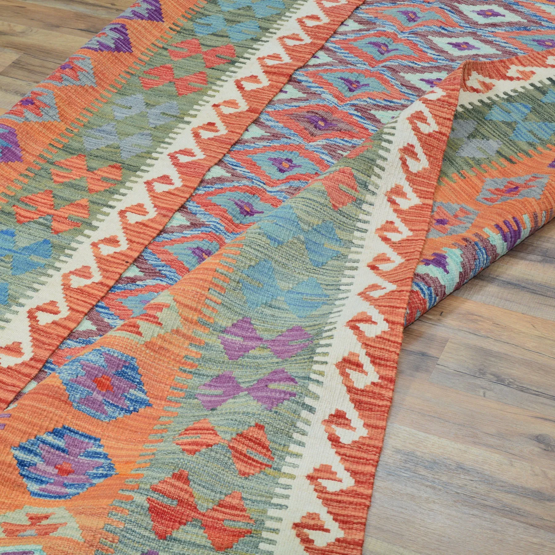 Hand-Woven Southwestern Afghan Kilim Handmade Wool Rug (Size 6.0 X 8.1) Cwral-9462