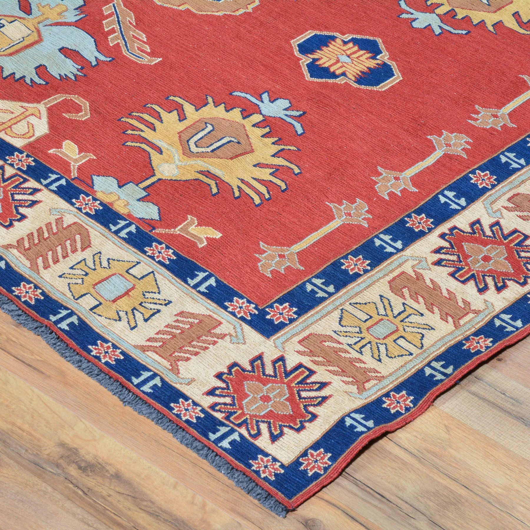 Hand-Woven Tribal Afghan Soumak Caucasian Design Wool Rug (Size 5.11 X 7.11) Brral-4113