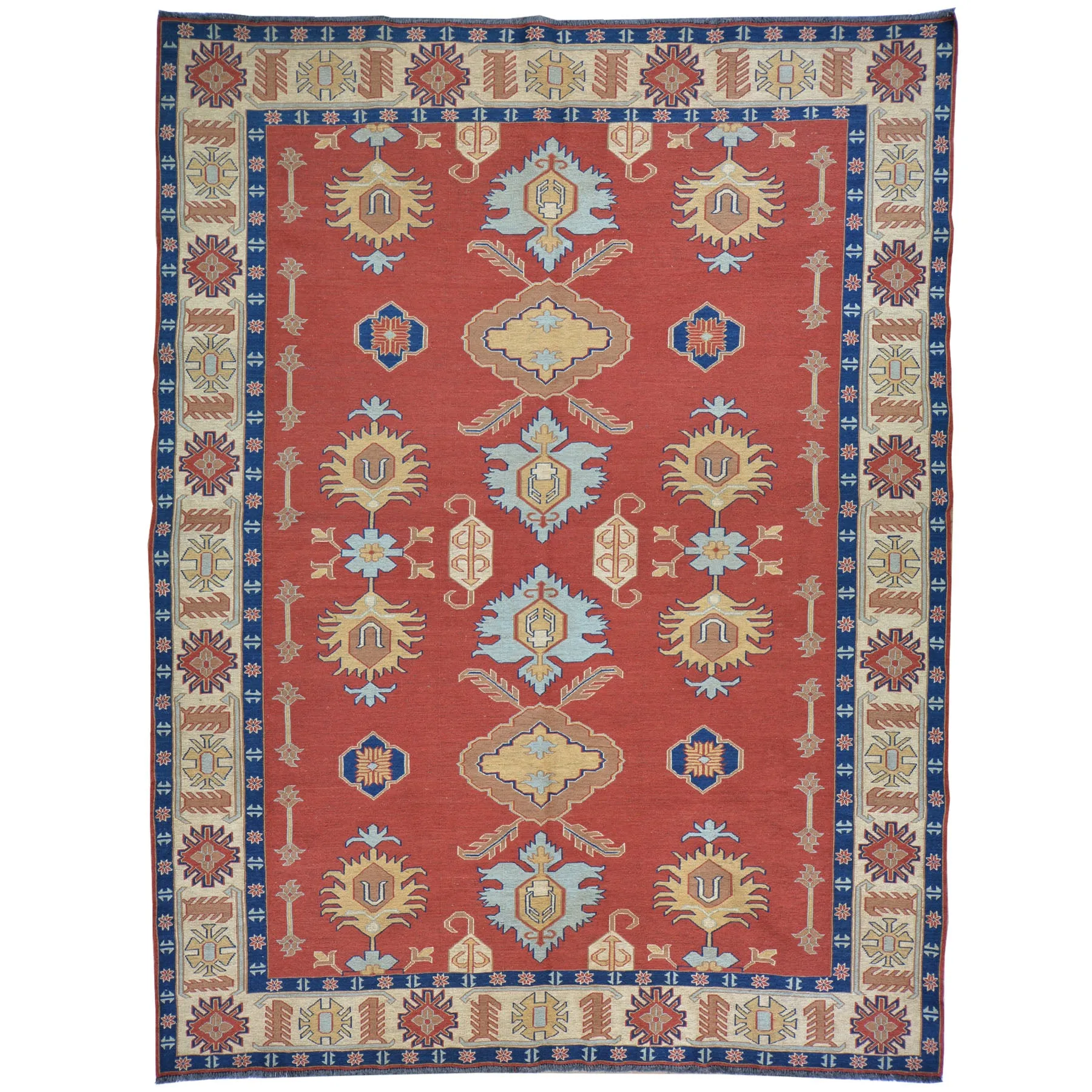 Hand-Woven Tribal Afghan Soumak Caucasian Design Wool Rug (Size 5.11 X 7.11) Brral-4113