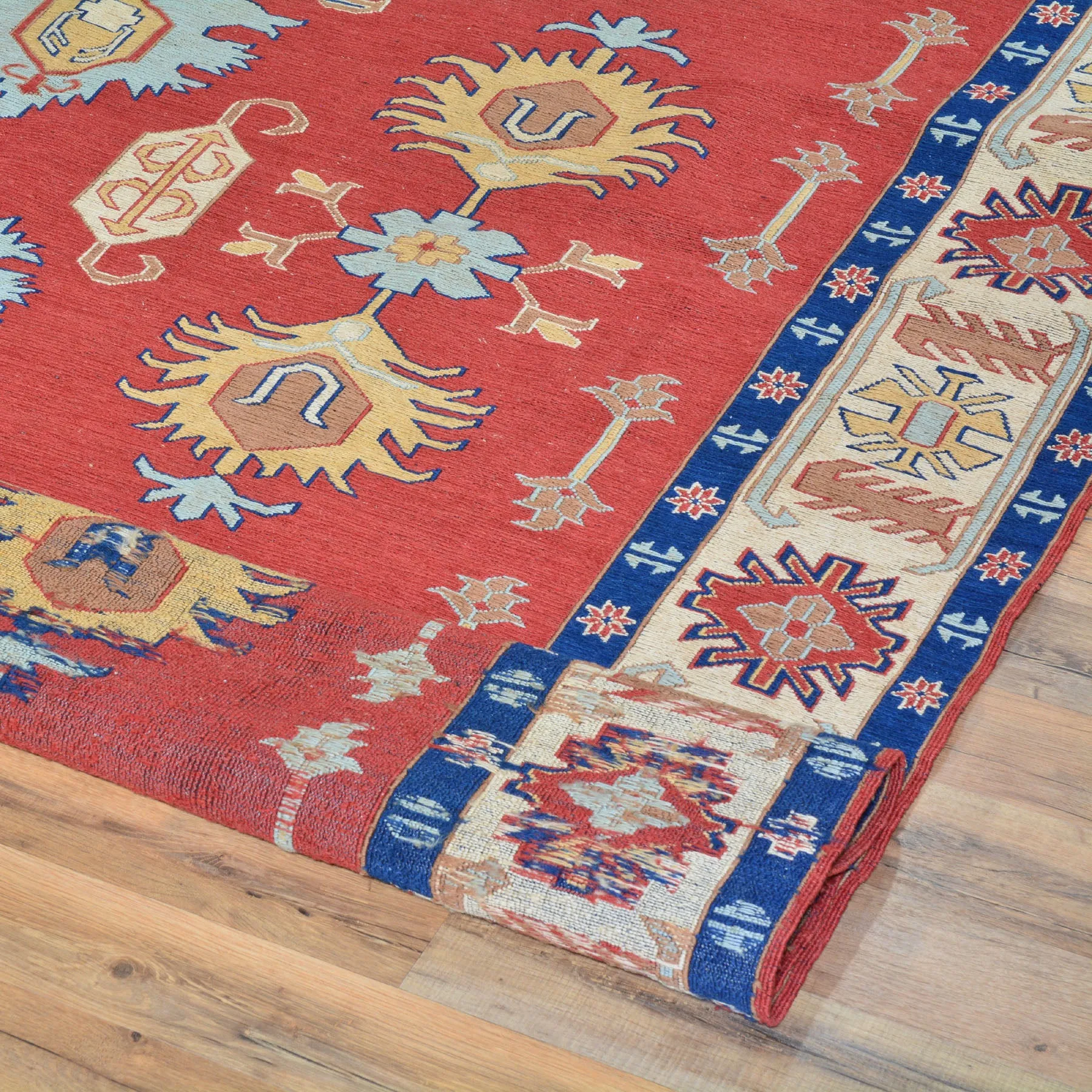 Hand-Woven Tribal Afghan Soumak Caucasian Design Wool Rug (Size 5.11 X 7.11) Brral-4113