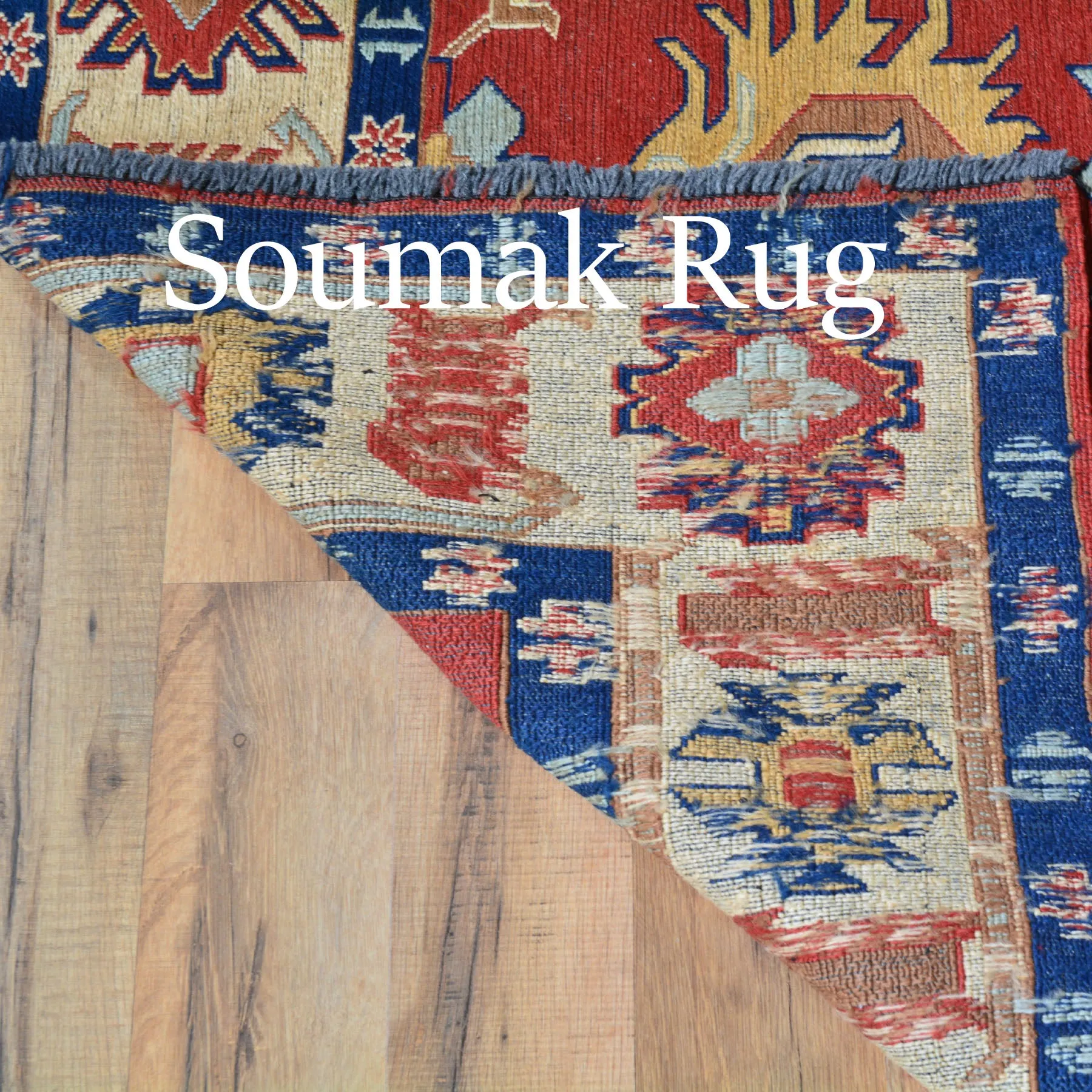 Hand-Woven Tribal Afghan Soumak Caucasian Design Wool Rug (Size 5.11 X 7.11) Brral-4113