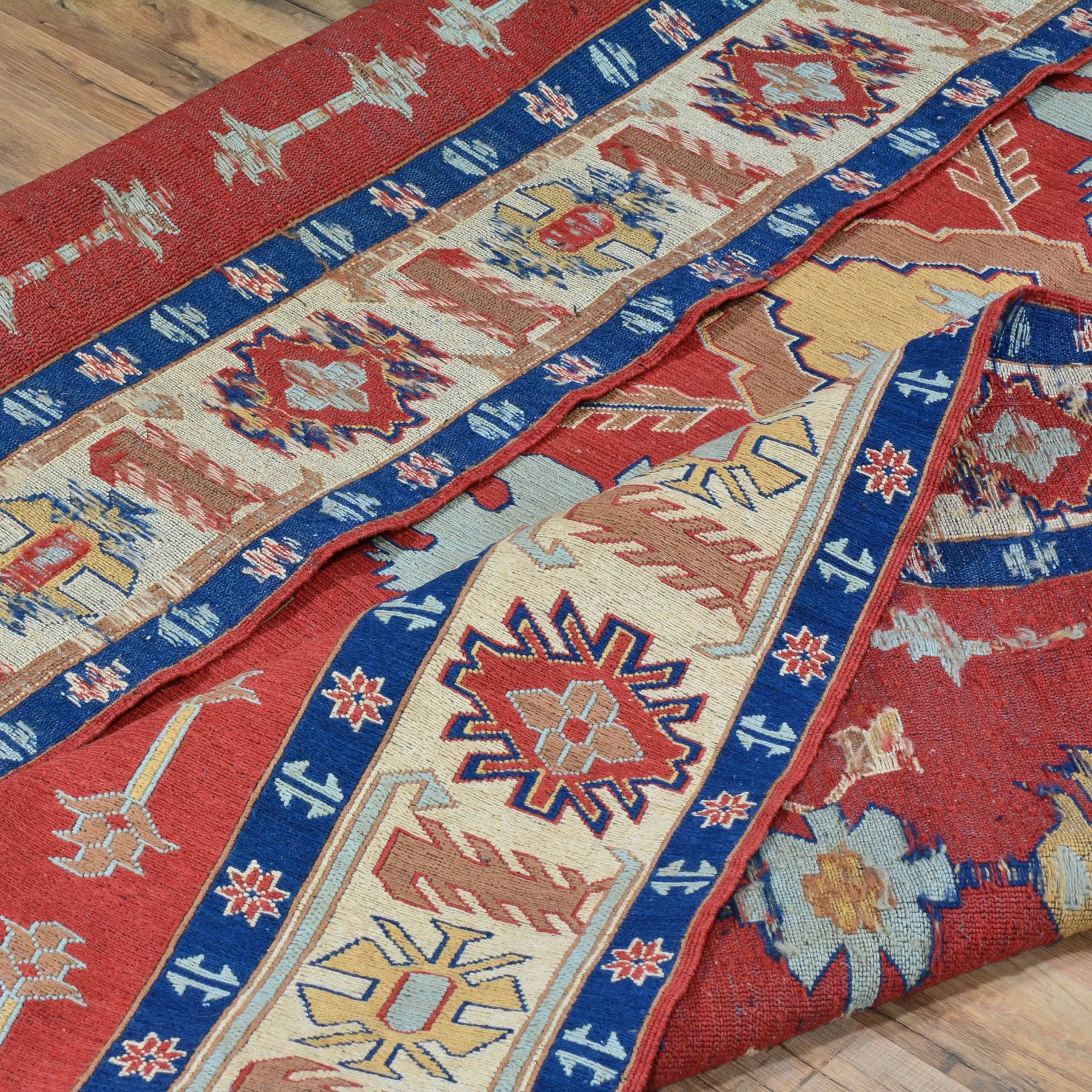 Hand-Woven Tribal Afghan Soumak Caucasian Design Wool Rug (Size 5.11 X 7.11) Brral-4113