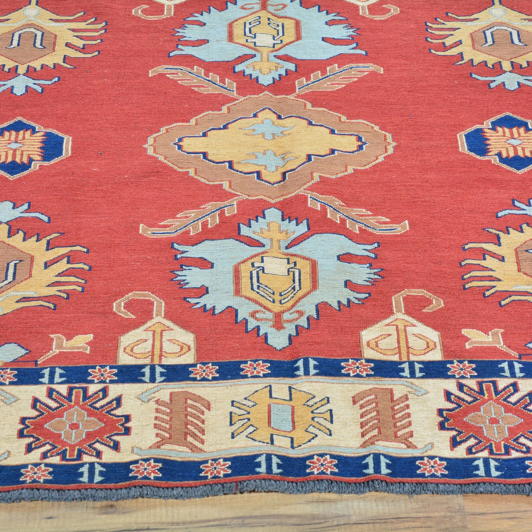Hand-Woven Tribal Afghan Soumak Caucasian Design Wool Rug (Size 5.11 X 7.11) Brral-4113