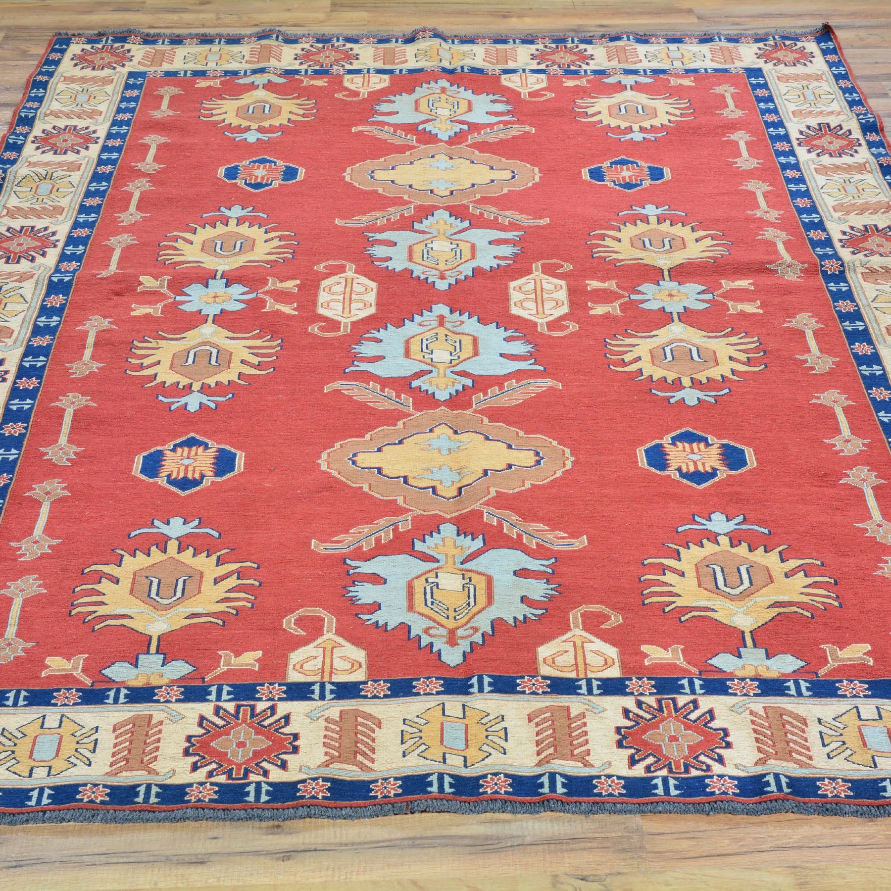 Hand-Woven Tribal Afghan Soumak Caucasian Design Wool Rug (Size 5.11 X 7.11) Brral-4113