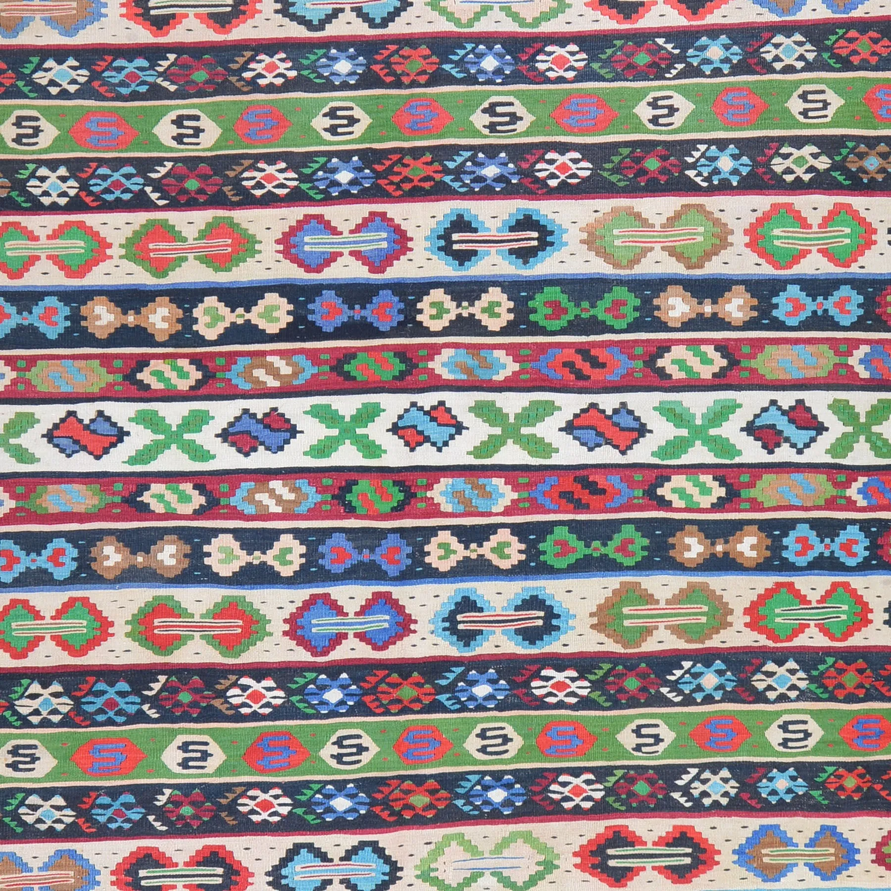 Hand-Woven Turkish Vintage Flatweave Kilim Wool Rug (Size 9.8 X 10.1) Cwral-6993