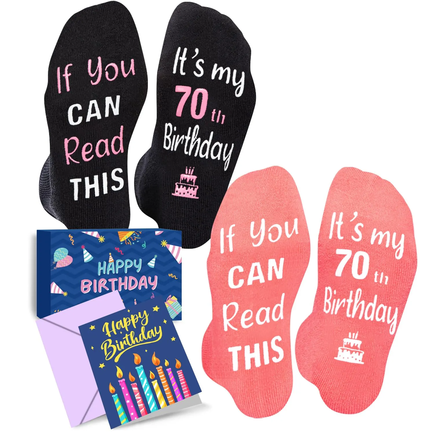 HAPPYPOP 70th Birthday Gifts for Women - 70th Birthday Gifts for Mom 70 Year Old Birthday Gifts 70 Birthday Gifts, 70th Birthday Socks with Greeting Card