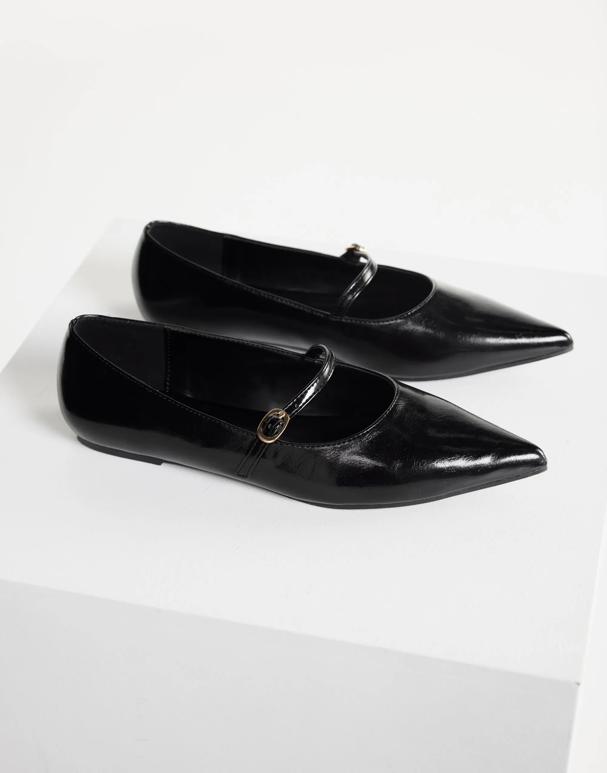 Harriette Ballet Flat (Black Shine)  - By Billini