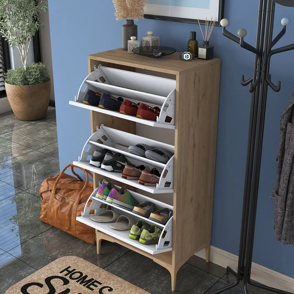 HC Home Canvas Otto Shoe Cabinet Walnut and Dark Grey