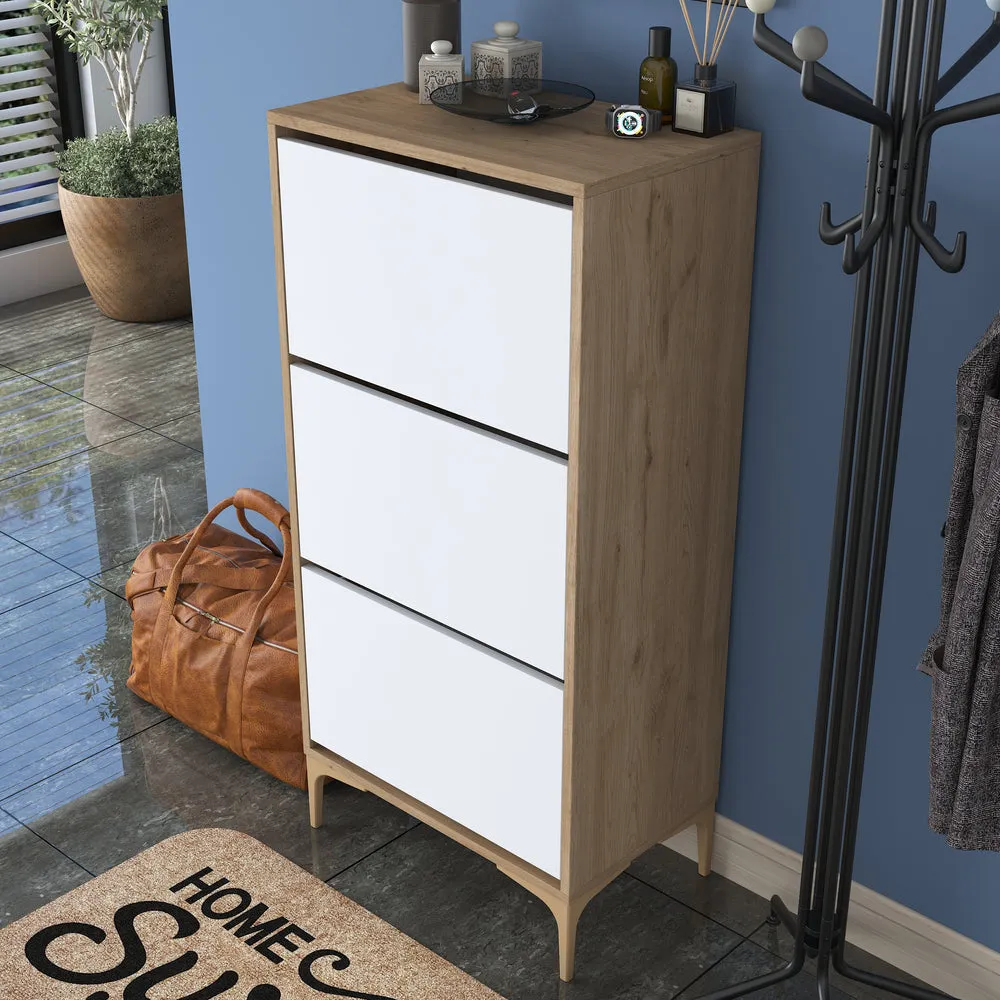 HC Home Canvas Otto Shoe Cabinet Walnut and Dark Grey