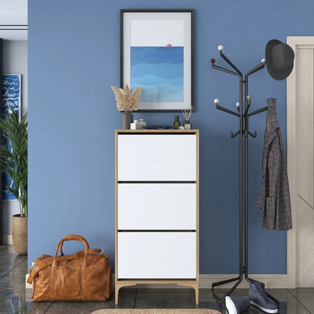 HC Home Canvas Otto Shoe Cabinet Walnut and Dark Grey