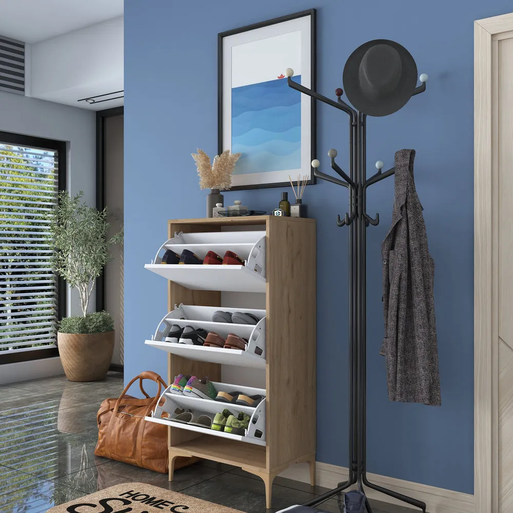 HC Home Canvas Otto Shoe Cabinet Walnut and Dark Grey