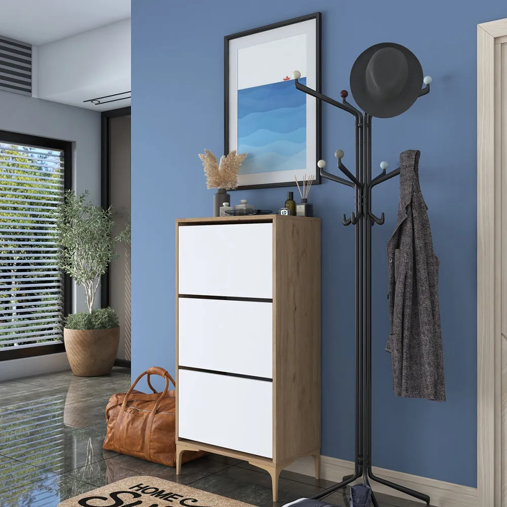 HC Home Canvas Otto Shoe Cabinet Walnut and Dark Grey