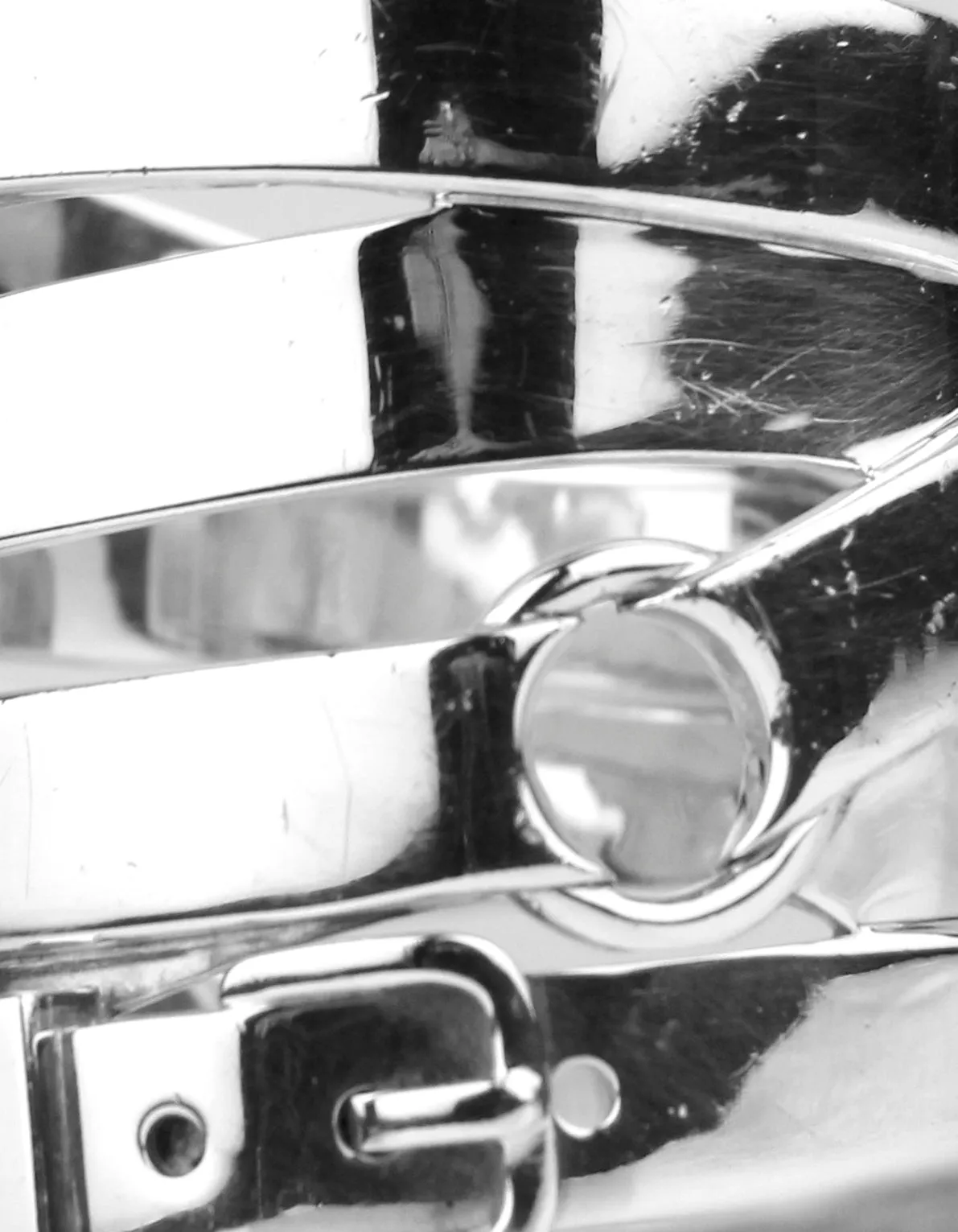 Hermes Sterling Silver Strappy Buckle Wide Cuff Bracelet sz SH