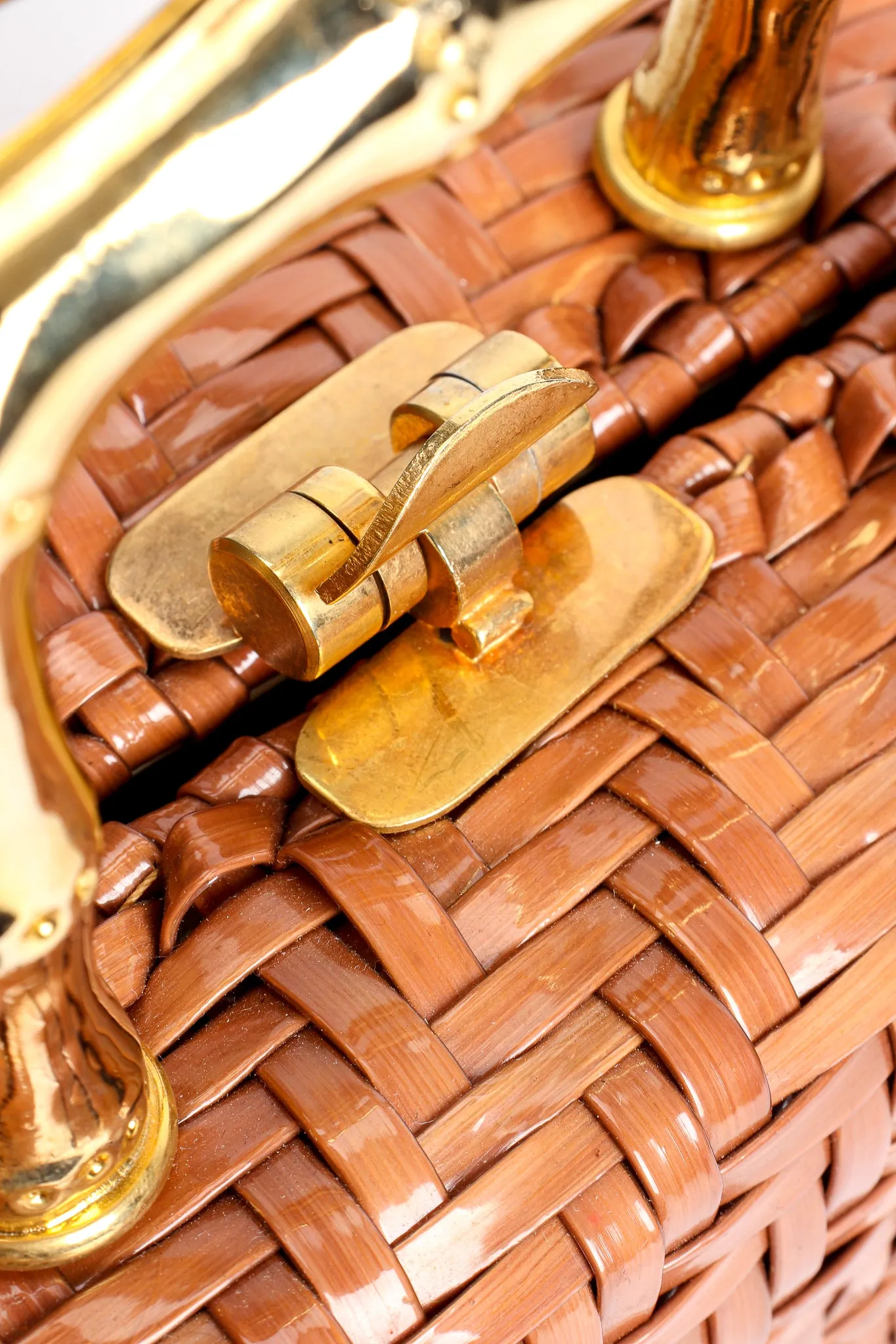 Herringbone Wicker Box Bag