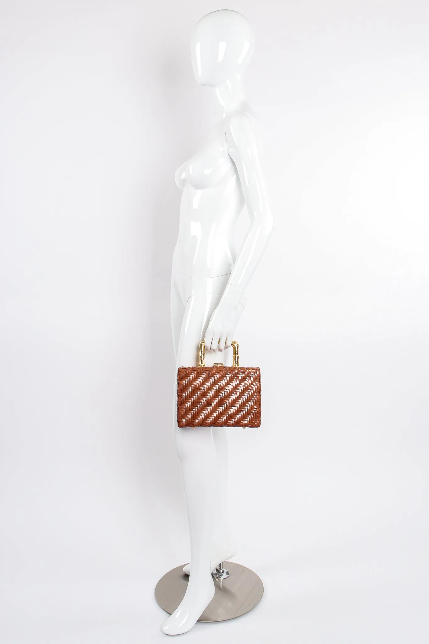 Herringbone Wicker Box Bag