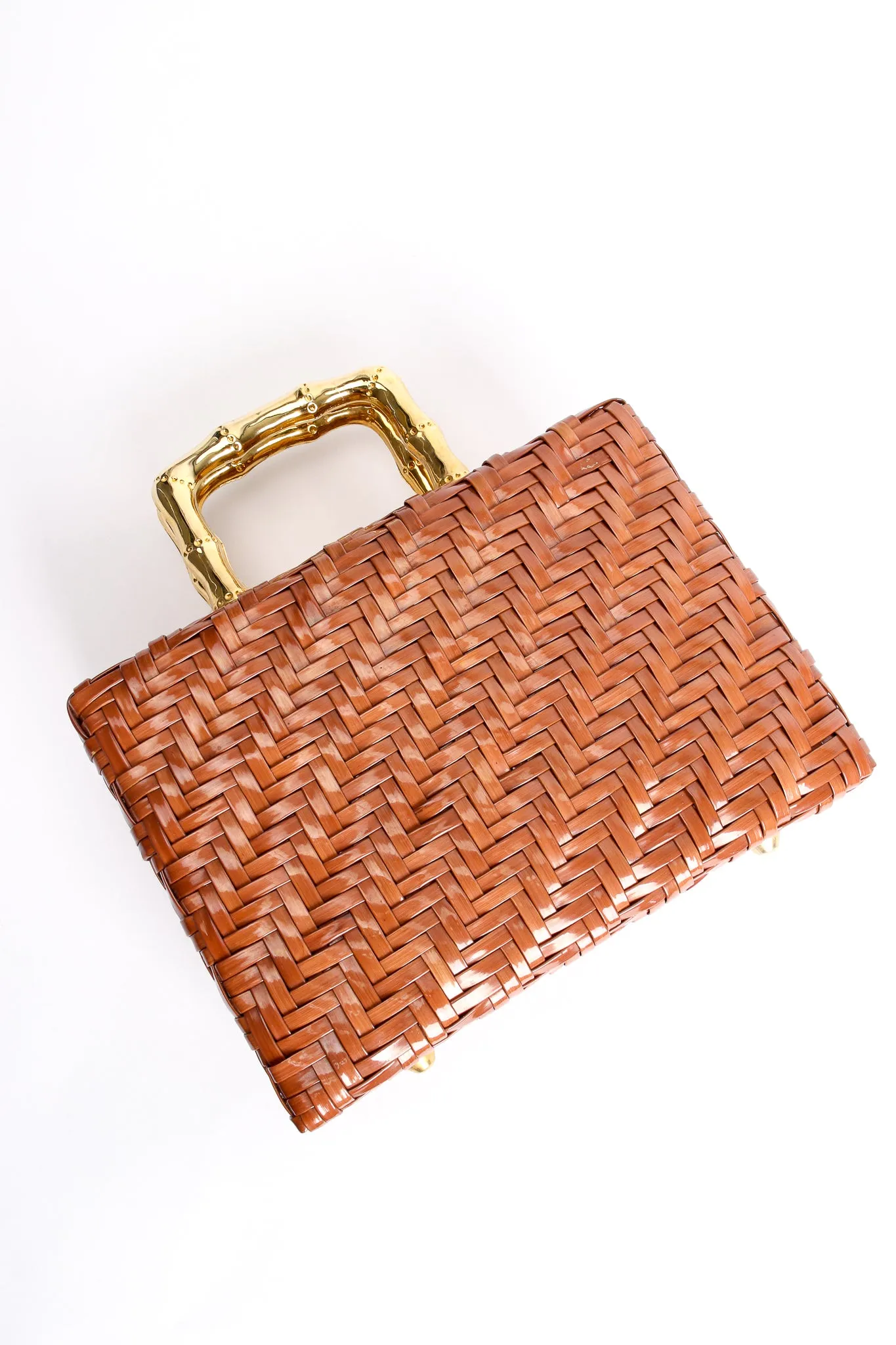 Herringbone Wicker Box Bag
