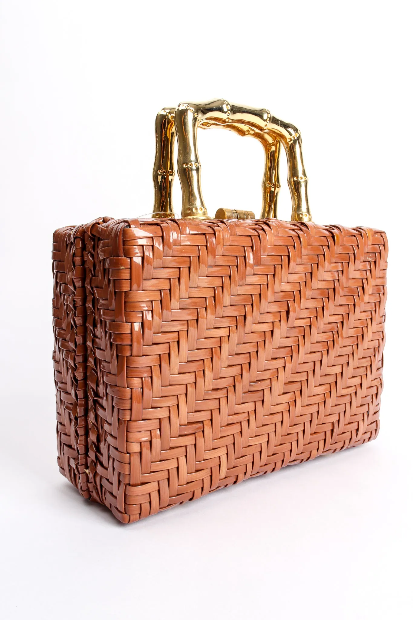 Herringbone Wicker Box Bag