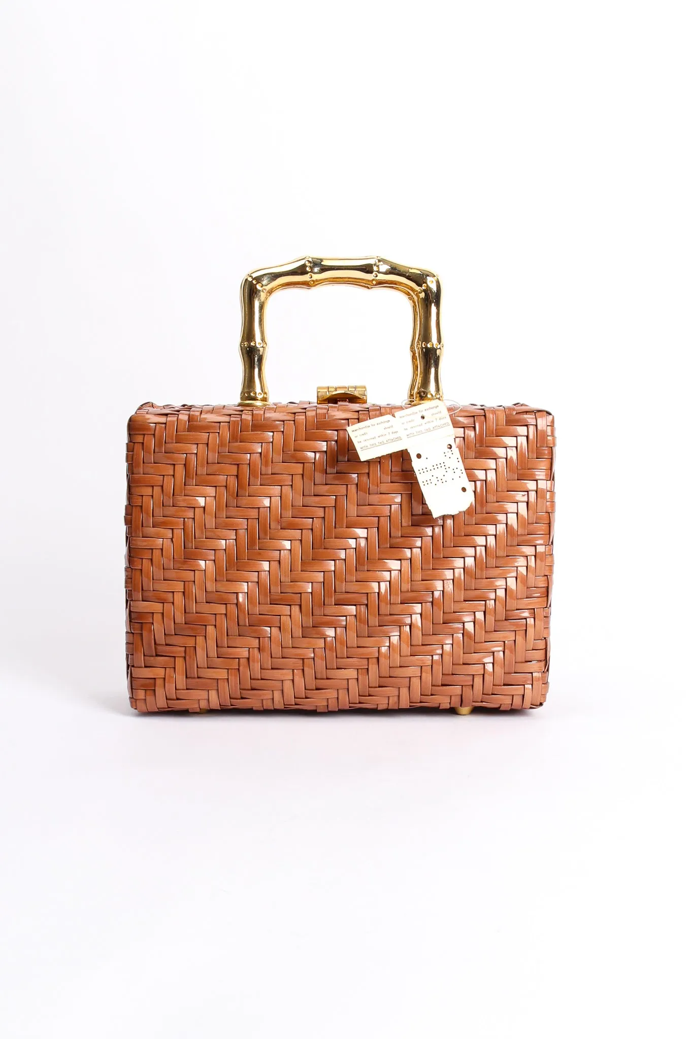 Herringbone Wicker Box Bag