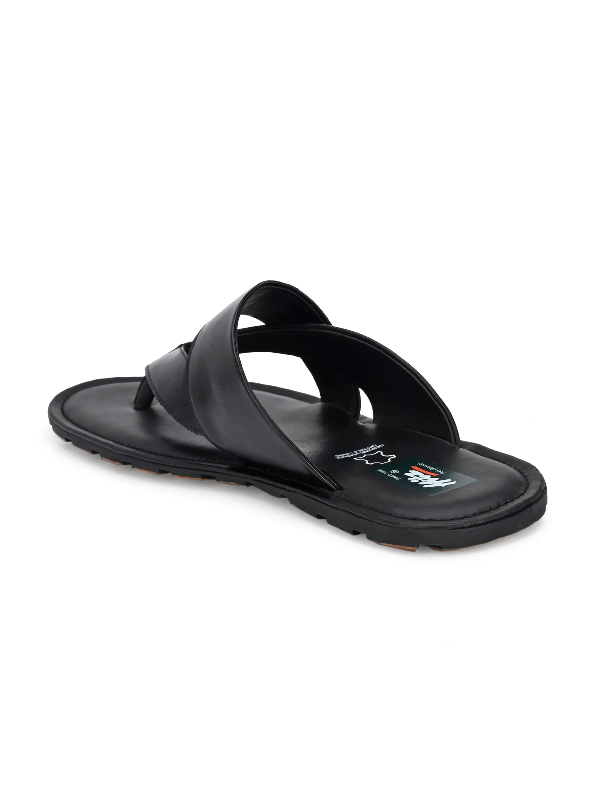 Hitz Men's Black Synthetic Open Toe Slippers