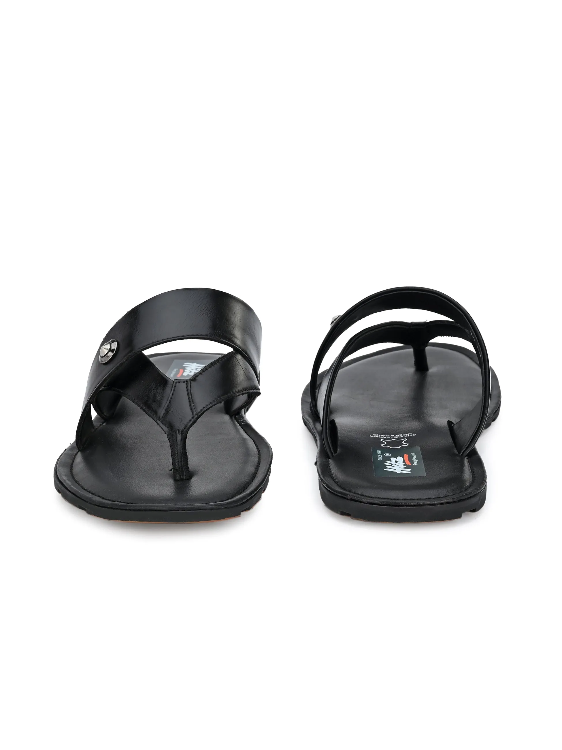 Hitz Men's Black Synthetic Open Toe Slippers