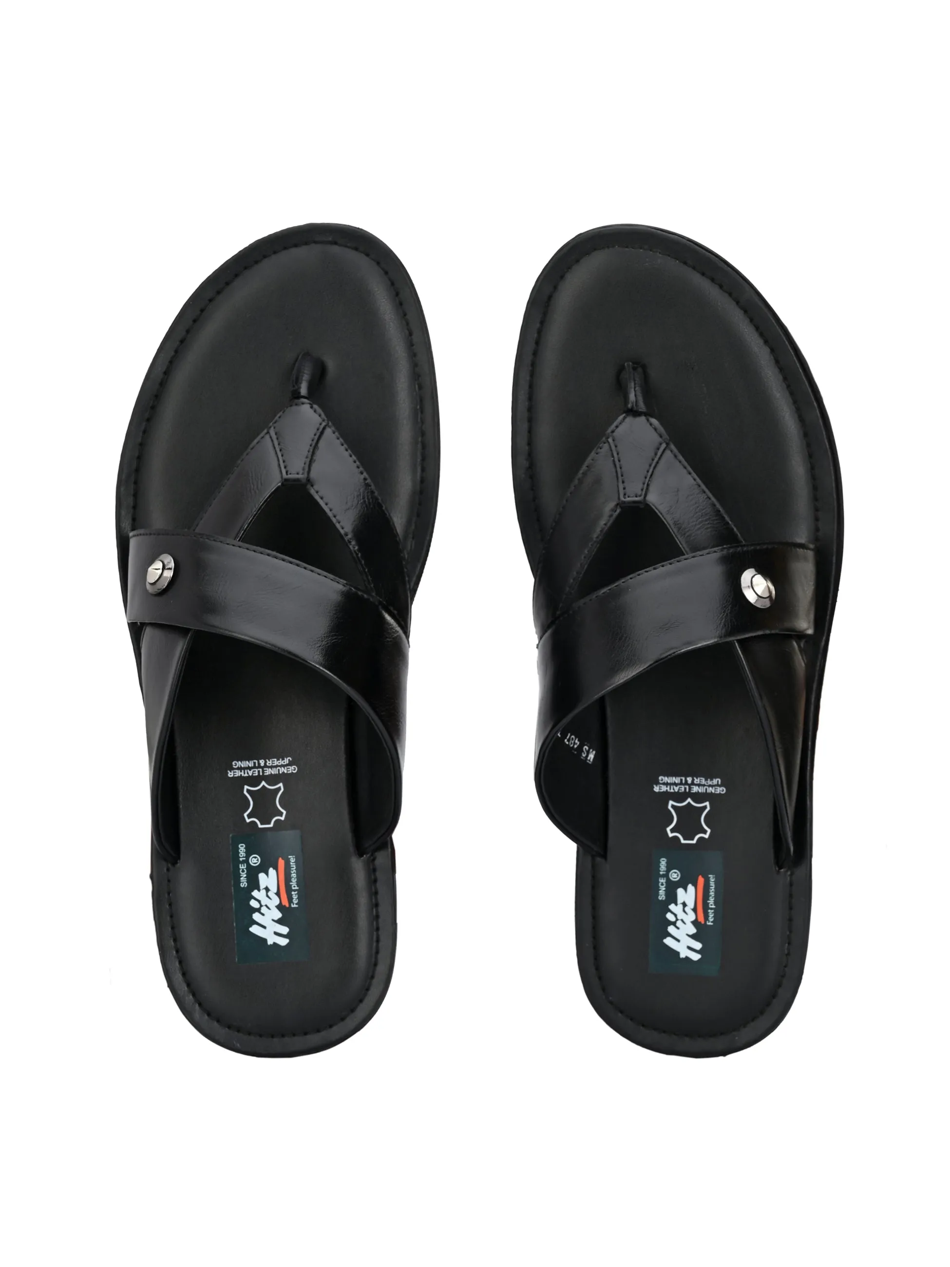 Hitz Men's Black Synthetic Open Toe Slippers