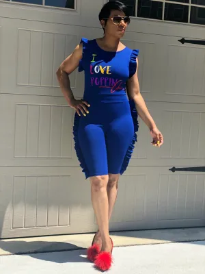 I LOVE POPPIN Chic Ruffled Short Romper (Royal)