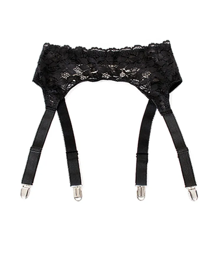 Inquietude Garter Belt in Black Surplus Lace