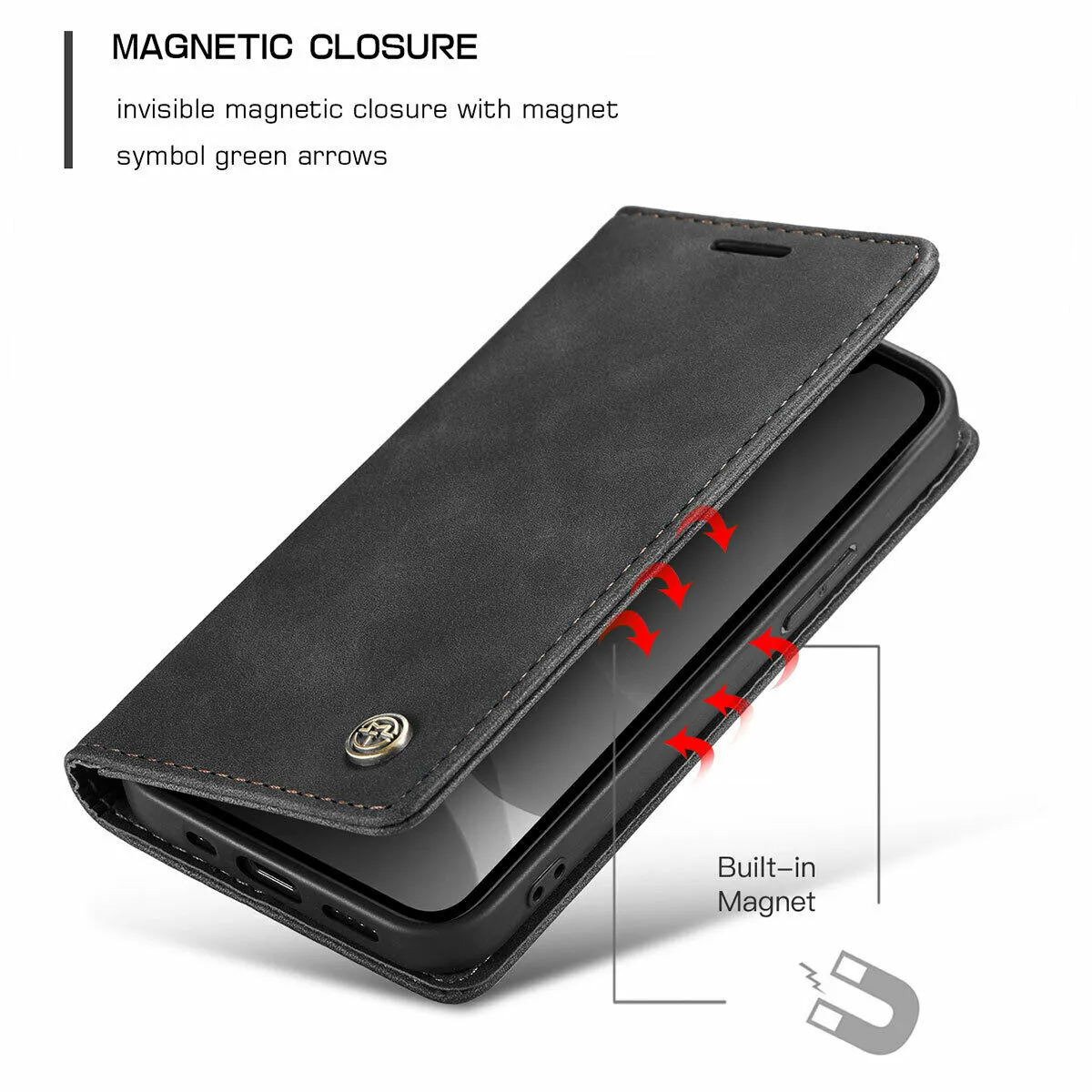 iPhone 13 Pro Max Wallet Credit Card Holder Leather Flip Stand Cover Case