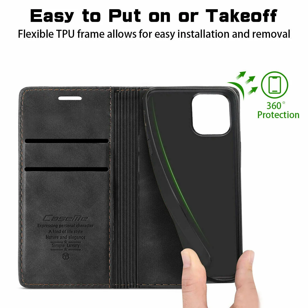 iPhone 13 Pro Max Wallet Credit Card Holder Leather Flip Stand Cover Case