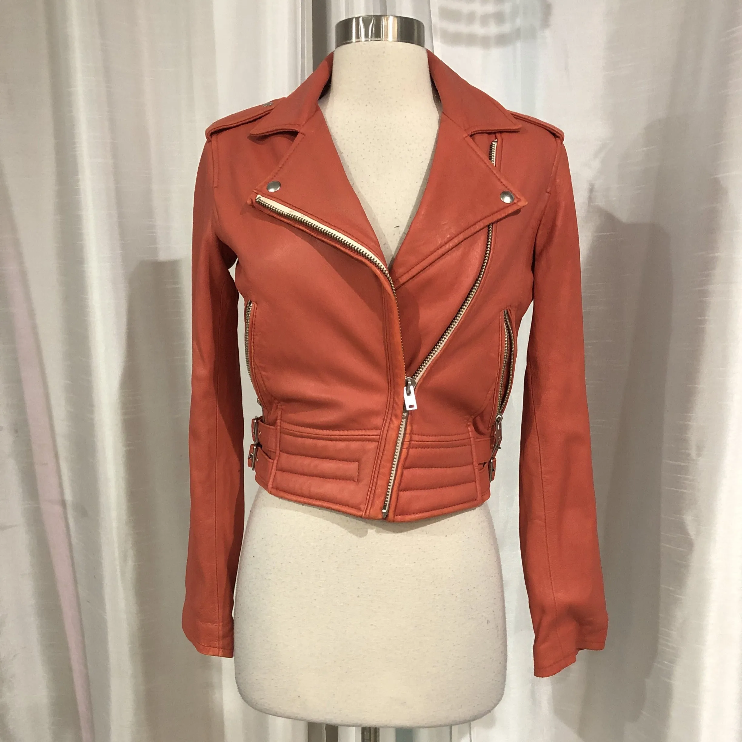 IRO Coral Leather Motorcycle Jacket Size 36 (4)