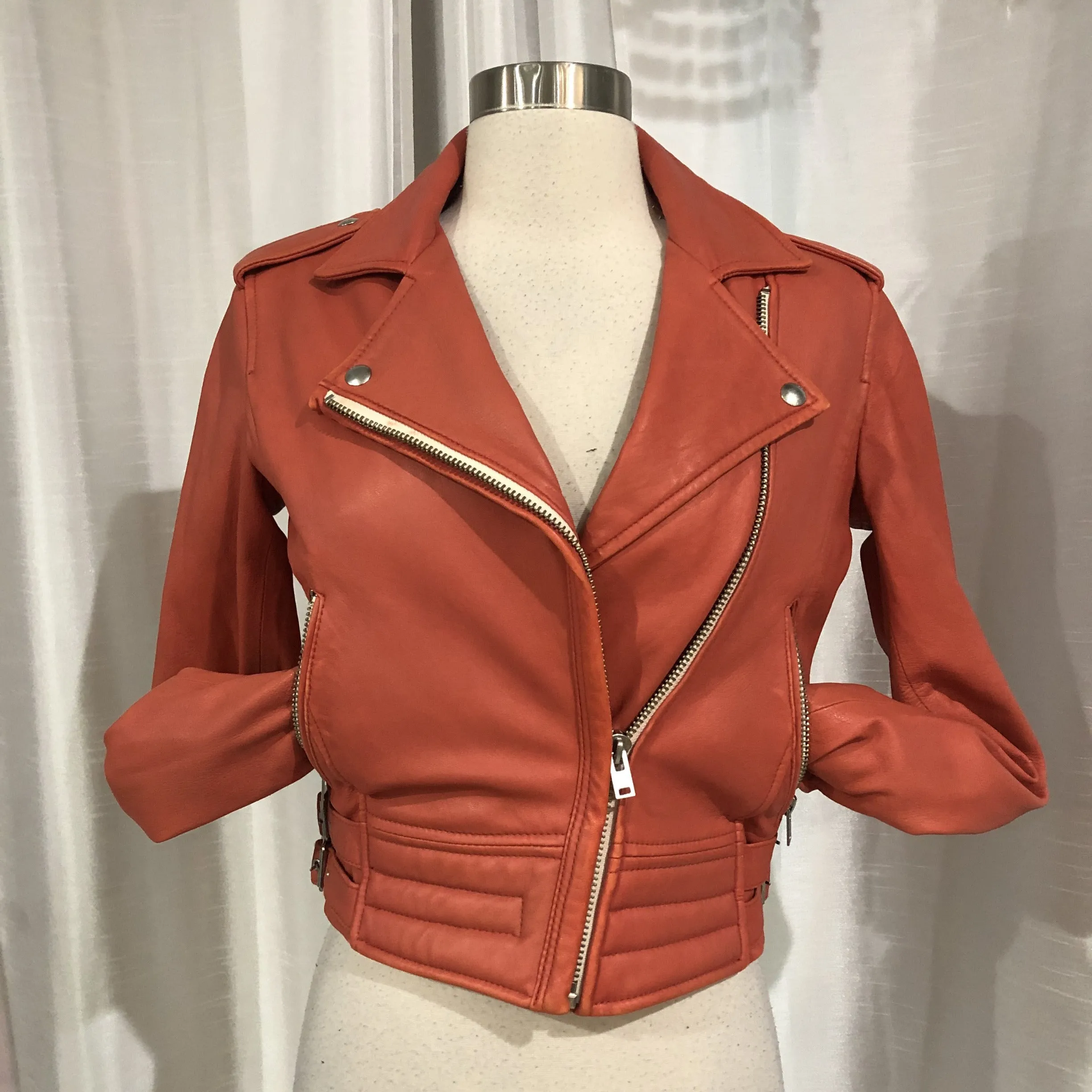 IRO Coral Leather Motorcycle Jacket Size 36 (4)