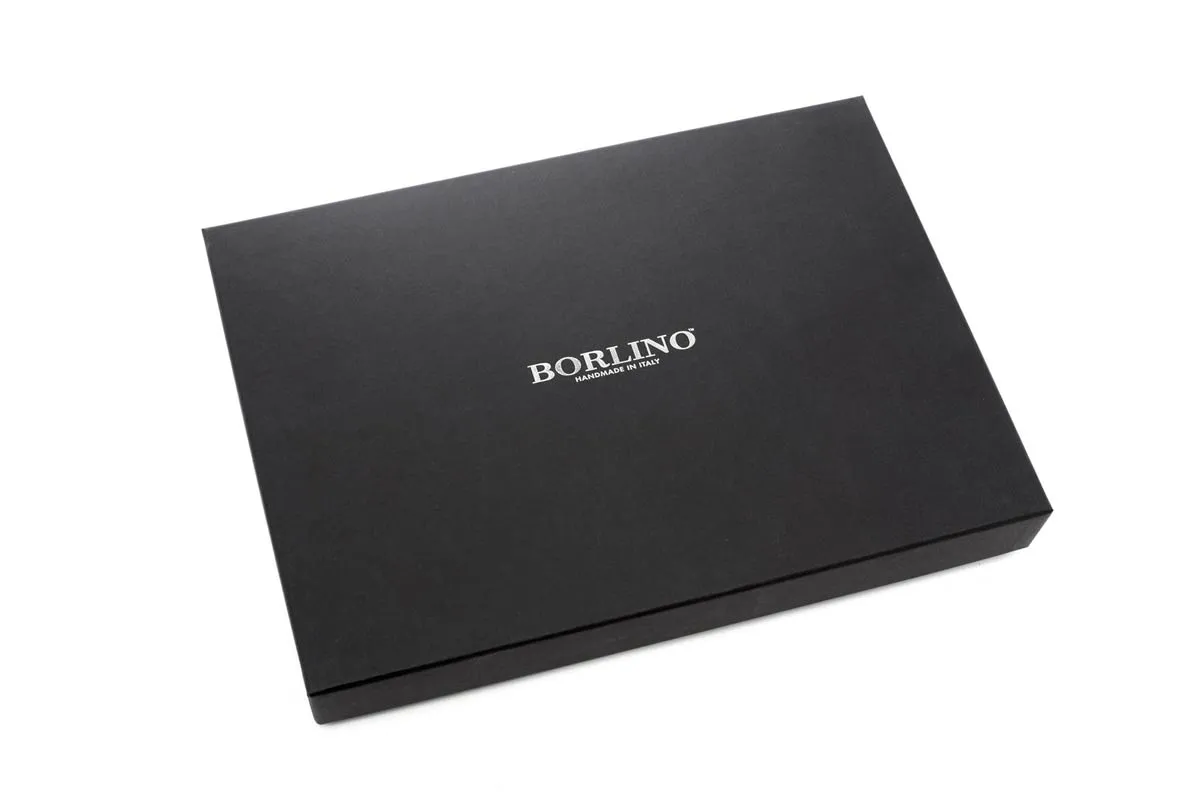 Italian Leather Handmade Post-Strap Brief Folio - Onyx Black