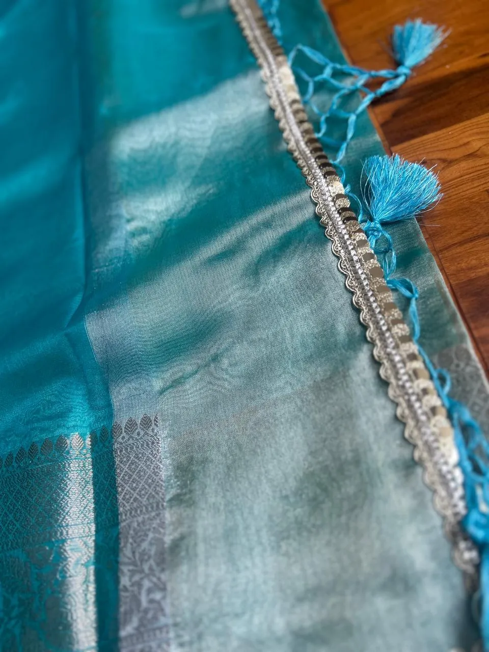 Jahnvi Kapoor Blue Tissue Saree