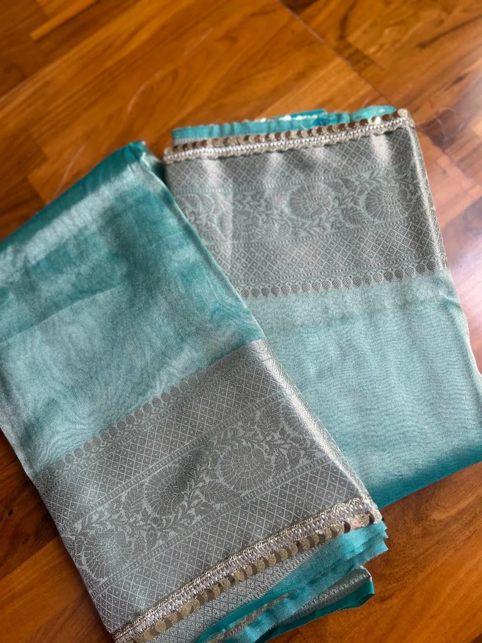 Jahnvi Kapoor Blue Tissue Saree