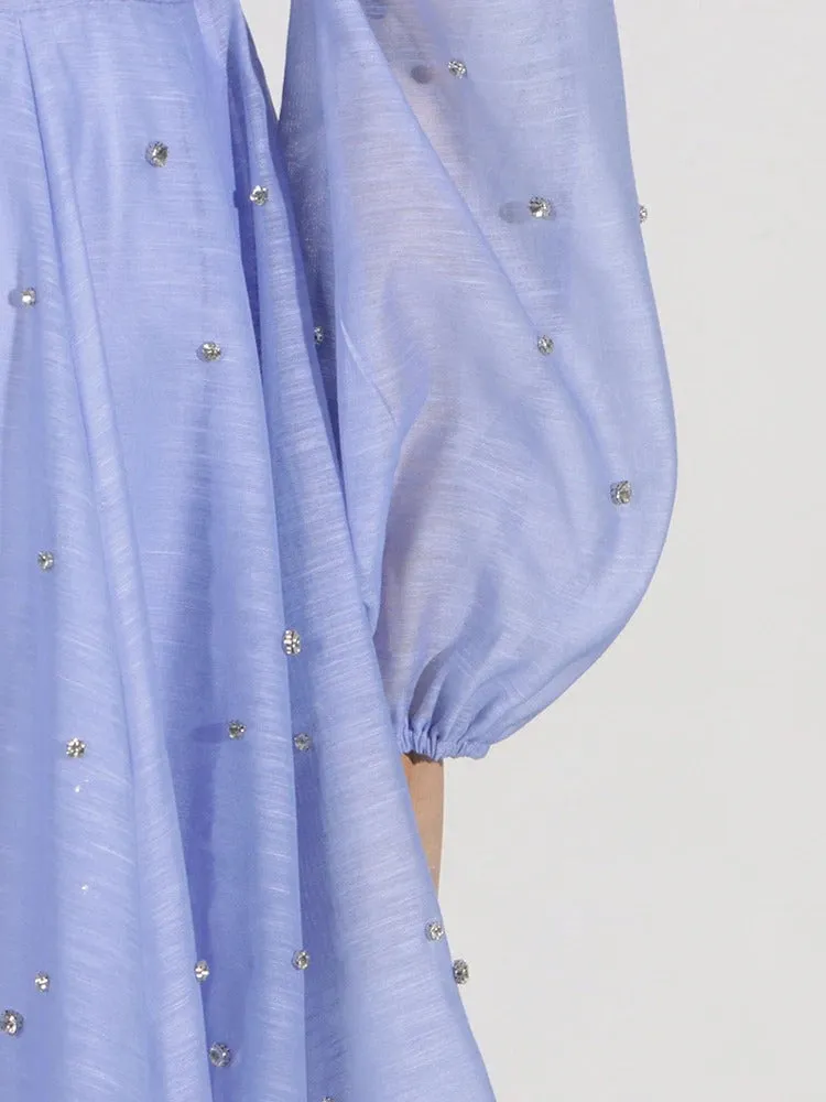 Jenna Rhinestone Long Sleeve A Line Dress