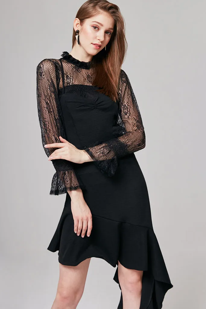 Jessica Asymmetric-Hem Slip Dress