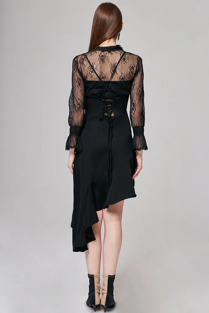 Jessica Asymmetric-Hem Slip Dress