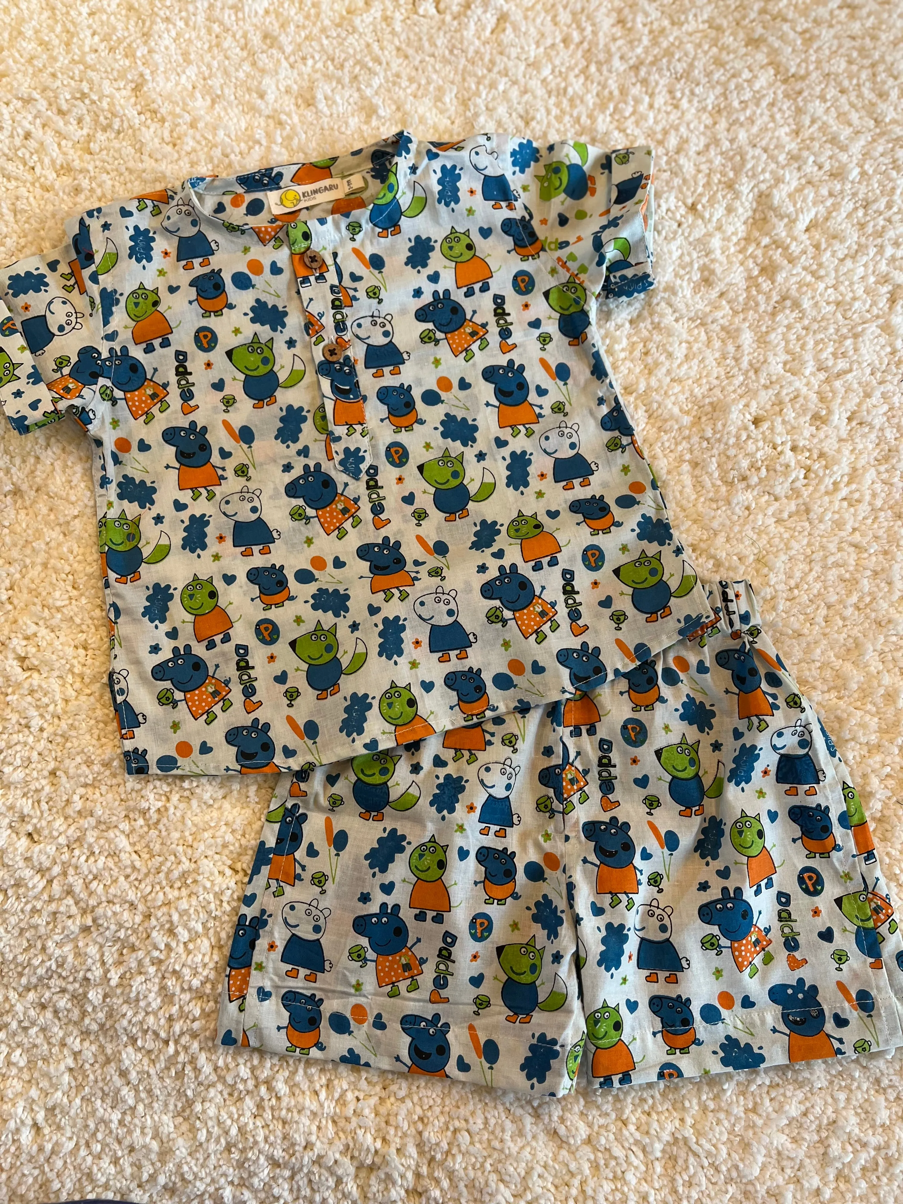Klingaru Summer Short Set  -  Blue Peppa Pig