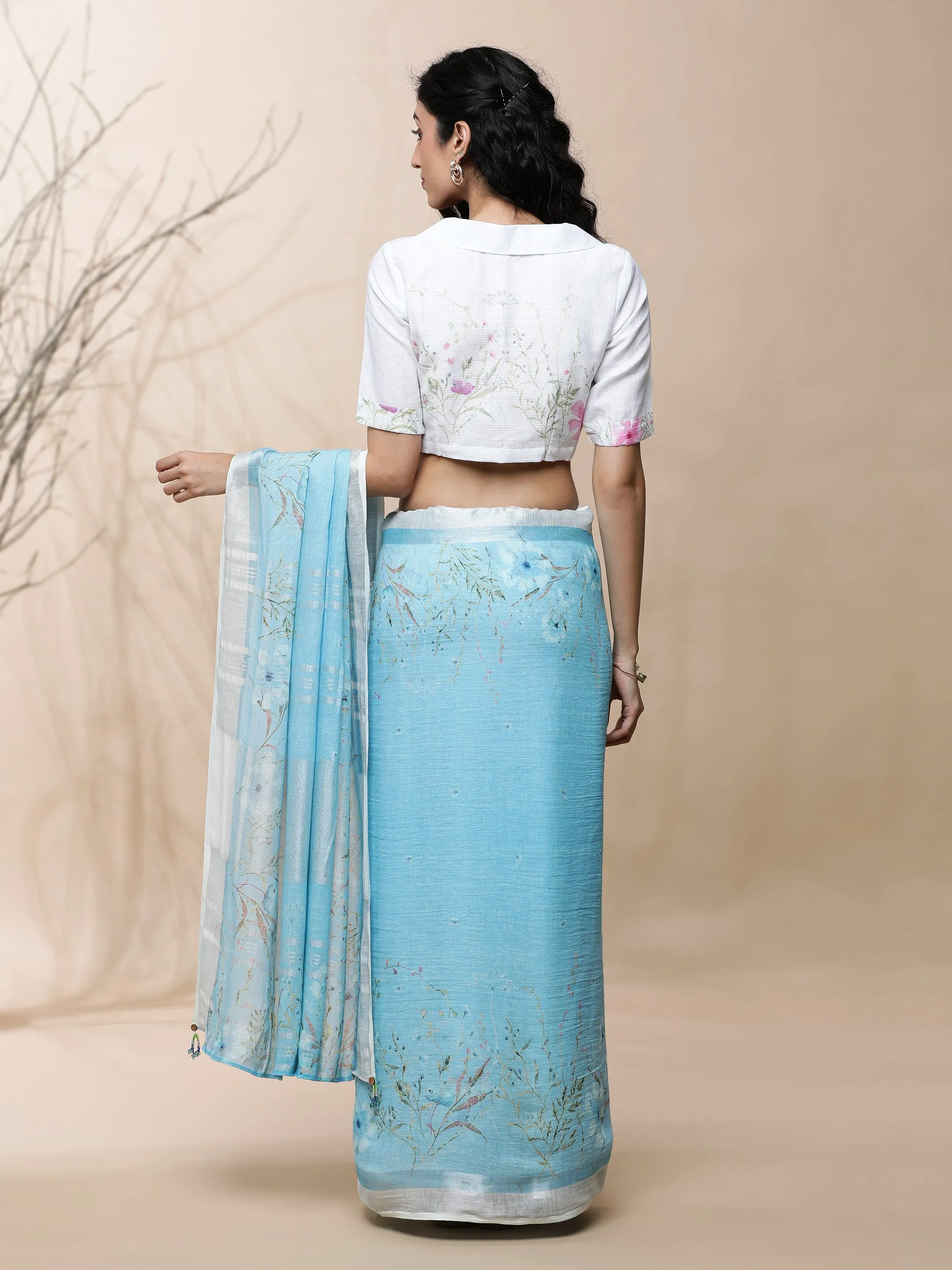 Lata Linen Blue Saree